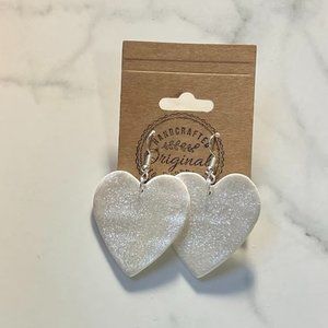 Handmade Diamond Heart Earrings